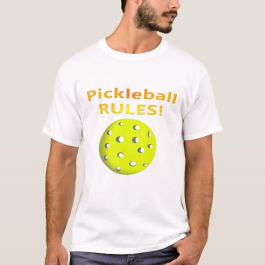 T-shirt Règles de Pickleball ! Avec le texte jaune de (Devant)