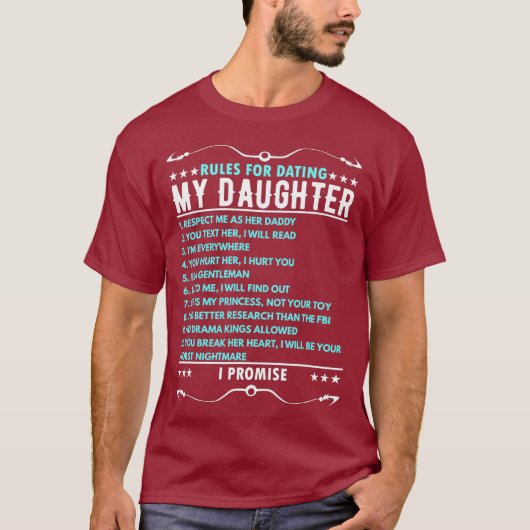 T-shirt Règles pour la fille de naissance papa (Devant)