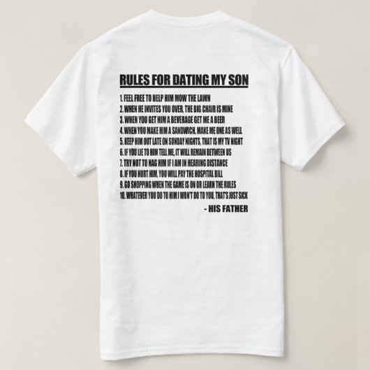 T-shirt Règles pour sortir avec mon fils (Design dos)