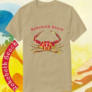 T-shirt Rehoboth Beach Delaware Crabe de l'océan rouge et
