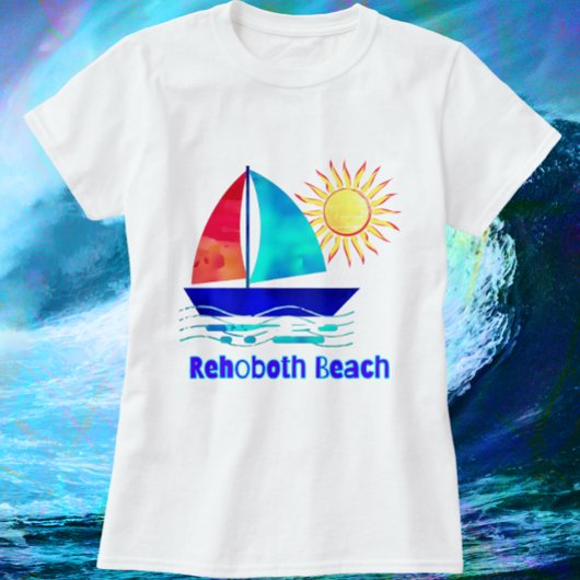 T-shirt Rehoboth Beach Delaware Jolie aquarelle Voilier