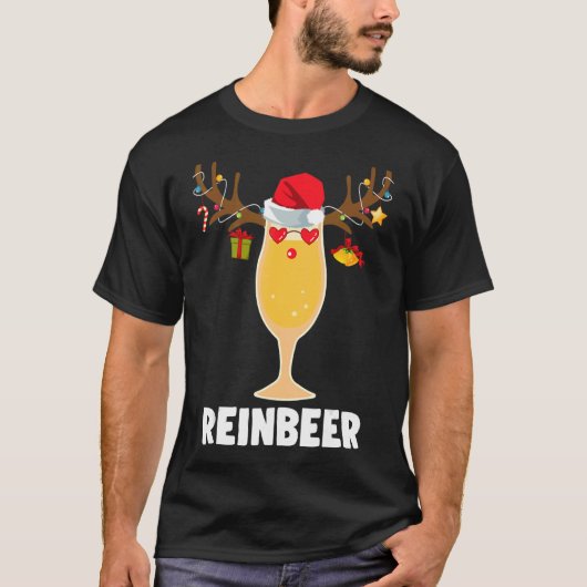 T-shirt Reinbeer Noël Père Noël Lights Reindeer Bière (Devant)