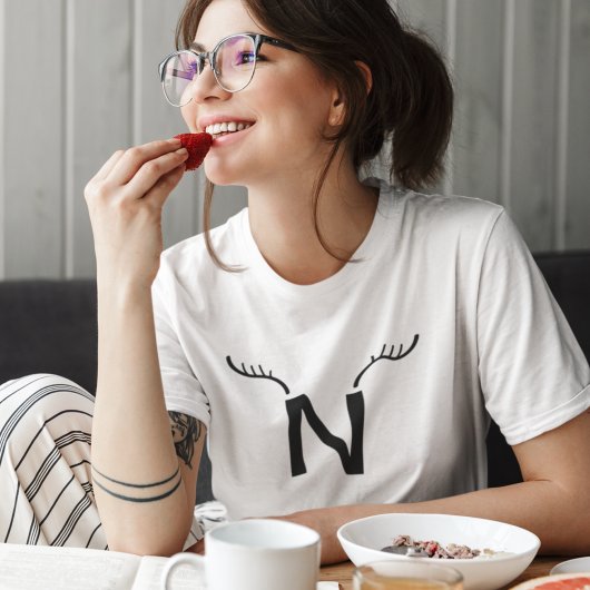 T-shirt Reindeder Antlers Moderne Premier Monogramme de No