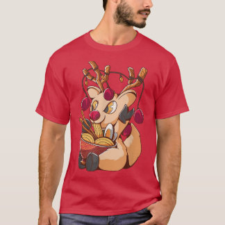 T-shirt Reindee Noël Ramen Kawaii Anime Hommes Femmes Ki