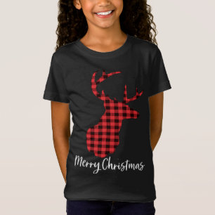 T-Shirt Reindeer Buffalo Plaid Joyeux produit de Noël