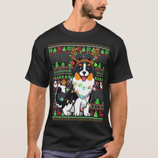 T-shirt Reindeer de famille jumelée laide berger australie (Devant)