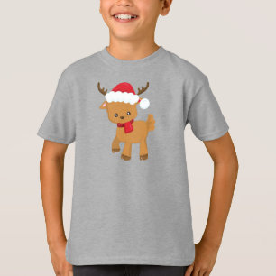 T-shirt Reindeer de Noël, Cute Reindeer, Santa Hat