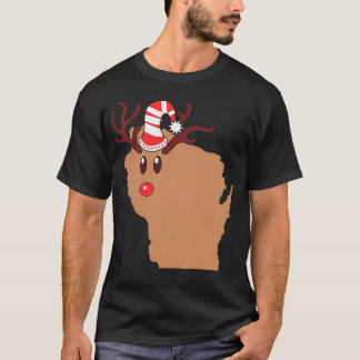 T-shirt Reindeer de Noël Wisconsin Reindeer Head Antlers