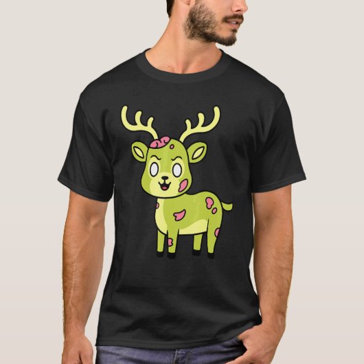 T-shirt Reindeer Deer Zombie Halloween mignonne Animal Gra (Devant)