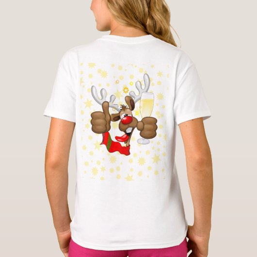 T-shirt Reindeer Drunk Funny Caractère de Noël (Dos)