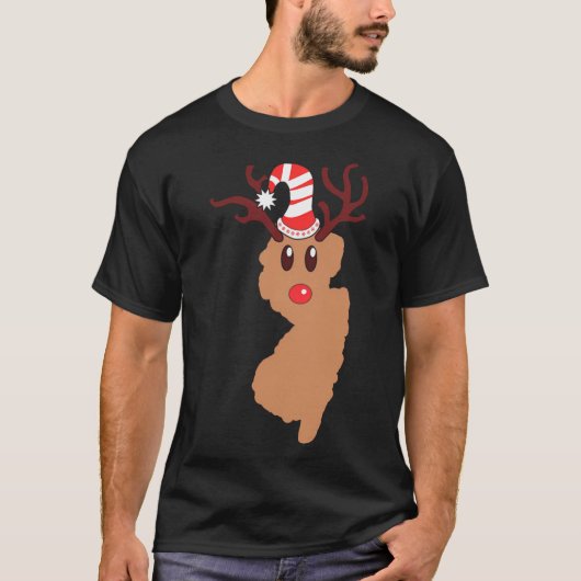 T-shirt Reindeer Face New Jersey Reindeer Head Antlers (Devant)