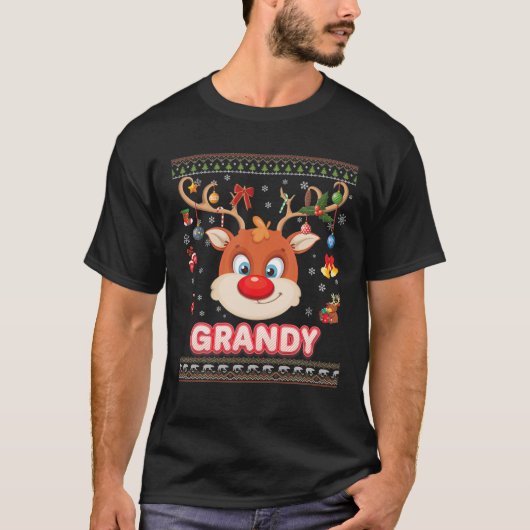 T-shirt Reindeer Grandy Face Joyeux Noël Père Noël Elf Swe (Devant)