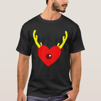 T-shirt Reindeer Heart Antlers Heart Funny Christmas Party