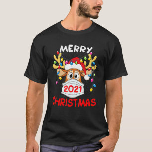 T-shirt Reindeer In Mask Merry Christmas 2021