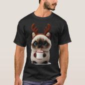 T-shirt Reindeer Kitten with Hot Cocoa (Devant)