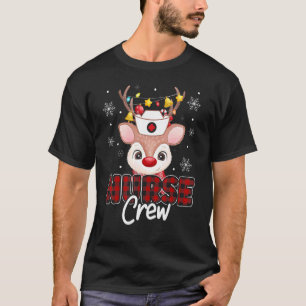 T-shirt Reindeer Nurse Crew Christmas Red Plaid Nurse Xmas