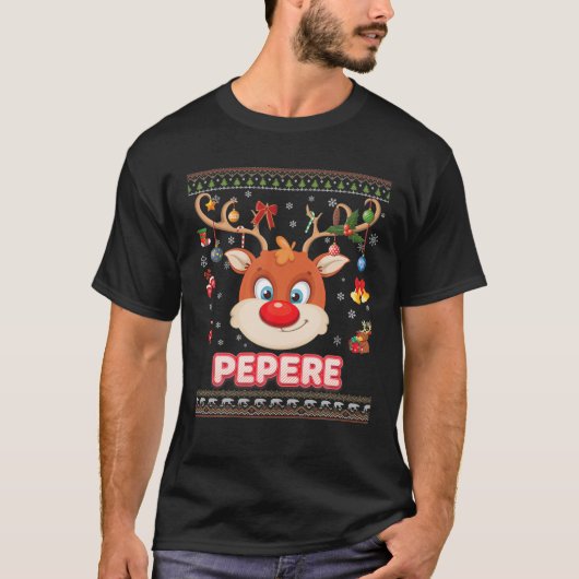 T-shirt Reindeer Pepere Face Joyeux Noël Père Noël Elf Swe (Devant)