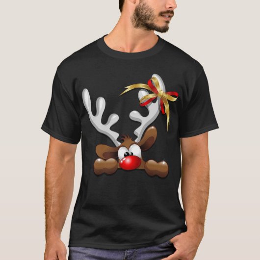 T-shirt Reindeer Puzzled drôle Caractère de Noël (Devant)