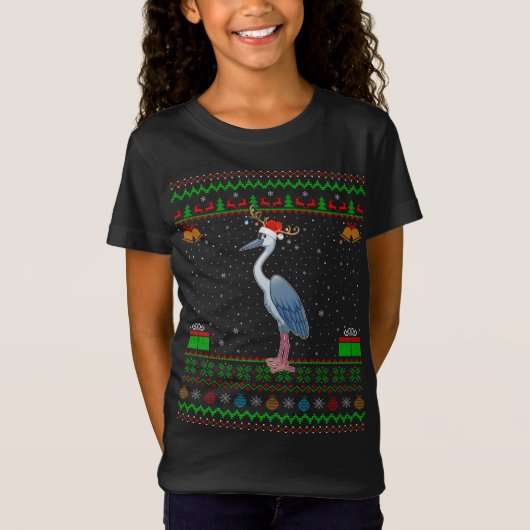 T-Shirt Reindeer Santa Hat Correspondant Héron laide Oisea (Devant)