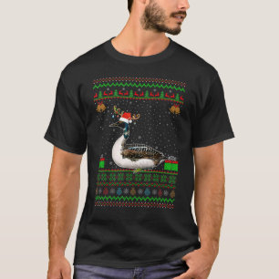T-shirt Reindeer Santa Hat Correspondant Laid Loon Bird Ch
