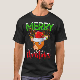 T-shirt Reindeer Xmas Lumières Père Noël Reindeer Joyeux N