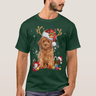 T-shirt Reinder Chien Noël Lumière Noël Noël Chapeau Noël 