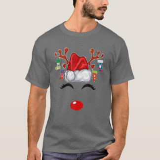 T-shirt Reinder de Noël Face Femmes Noël Famille Correspon