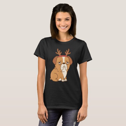 T-shirt Reindoodle Christmas Reindeer Doodle Chien (Devant entier)