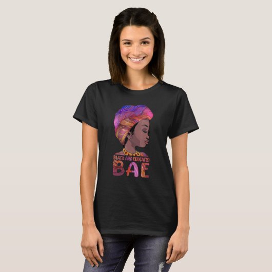 T-shirt Reine africaine BAE Black instruite Histo Noir (Devant entier)