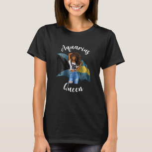 T-shirt Reine Aquarius Afro Bahamienne Femme Noir Femmes Z