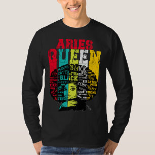 T-shirt Reine Bélier Fierté Bélier Femme Noire Afro Horosc