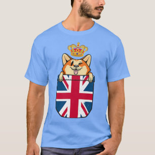 T-shirt Reine Corgi Couronne Au Royaume-Uni Drapeau Jubilé