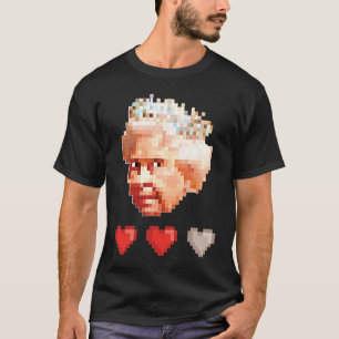 T-shirt Reine d'Angleterre jeu vidéo rétro pixel 3 vies il