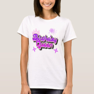 T-shirt Reine d'anniversaire Dégradé Violet Look Graffiti