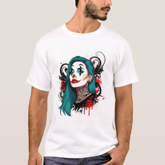 T-shirt Reine de Clown aux Cheveux Cyan - Graphique Chic É