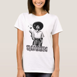 T-shirt Reine de la femme noire, noir vie matière