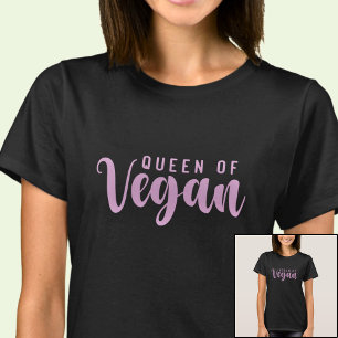 T-shirt Reine de Vegan rose sur noir
