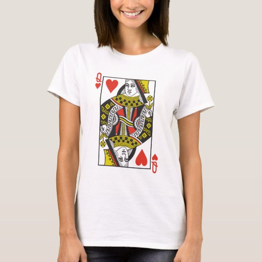 T-shirt Reine des cartes de jeu de coeurs (Devant)