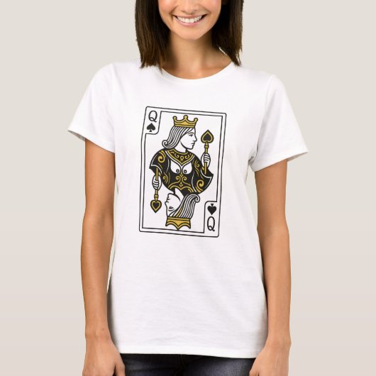 T-shirt Reine des pique — Noir et Or (Devant)