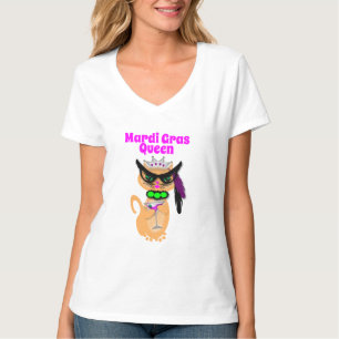 T-shirt Reine drôle de chat de Kitty de mardi gras