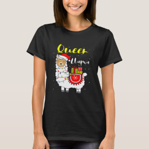 T-shirt Reine Lama Lumières Chapeau de Père Noël Xmas Pyja
