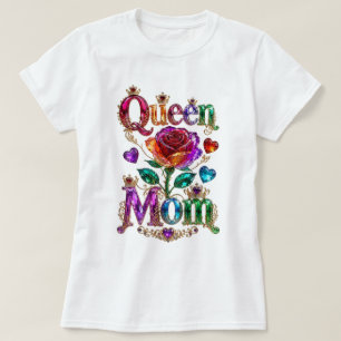 T-shirt Reine Maman Couronne de Bijou Royale Or Fête des M