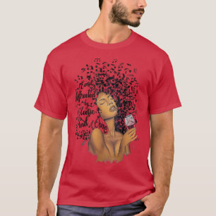 T-shirt Reine Noire Afro Facilement Distrait Par La Musiqu