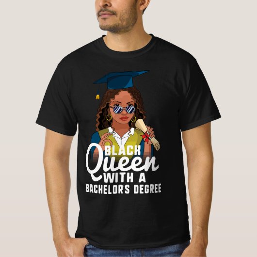 T-shirt Reine noire avec un baccalauréat (Devant)
