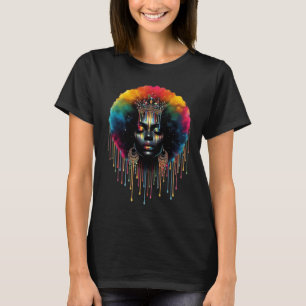 T-shirt Reine noire colorée Afro Melanin Driving Junetee