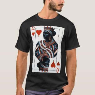 T-shirt reine noire de cœur jeu de cartes fier noir w