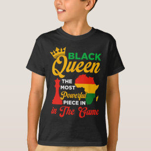T-shirt Reine noire d'échecs, pièce puissante dans le jeu 
