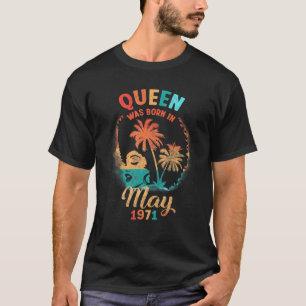 T-shirt Reine Noire Mai 1971 50E Fille Anniversaire 50 Ans