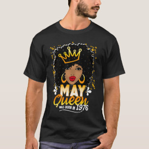 T-shirt Reine noire mai 1976 45e anniversaire fille femmes