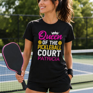 T-shirt Reine Personnalisée de la Cour de Pickleball Amusa